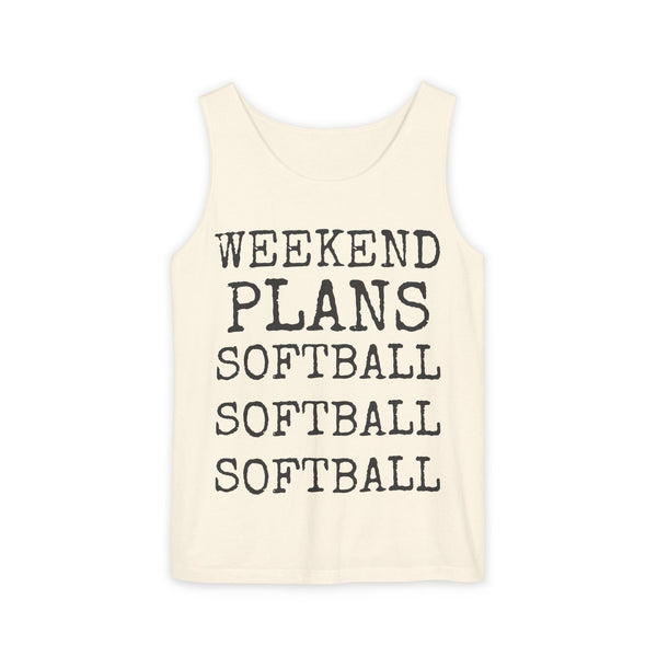 Weekend Plans · Softball — Comfort Colors 9360 Garment-Dyed Tank